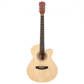 40 Inch Cutaway Acoustic Guitar 20 Frets Beginner Kit for Students Children Adult Bag Guard Wrench Strings Burlywood