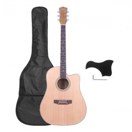 [US-W]Glarry GT602 41 inch Dreadnought Spruce Front Cutaway Zebrano Back Folk Guitar with Bag & Board & Wrench Tool Burlywood