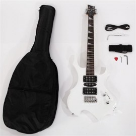 Glarry Flame Electric Guitar HSH Pickup Shaped Electric Guitar  Pack   Strap   Picks   Shake   Cable   Wrench Tool White