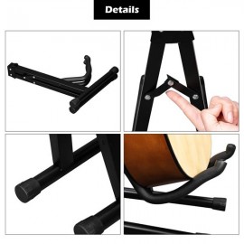 Glarry Collapsible Portable Single Type A Electric Guitar Stand Electric Bass Stand Wooden Guitar Stand