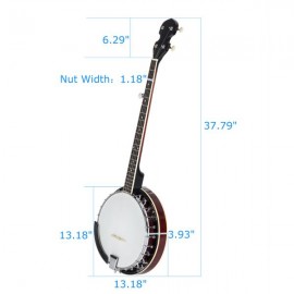 [US-W]Top Grade Exquisite Professional Wood Metal 5-string Banjo White & Wood Color