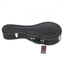 Glarry F-Style Microgroove Pattern Leather Wood Mandolin Case Black