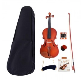 Glarry 1/2 Acoustic Matt Violin Case Bow Rosin Strings Shoulder Rest Tuner Natural